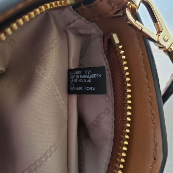 Michael Kors Signature Logo Avril Top Zip Satchel/Crossbody Handbag Small Brown - Picture 11 of 16